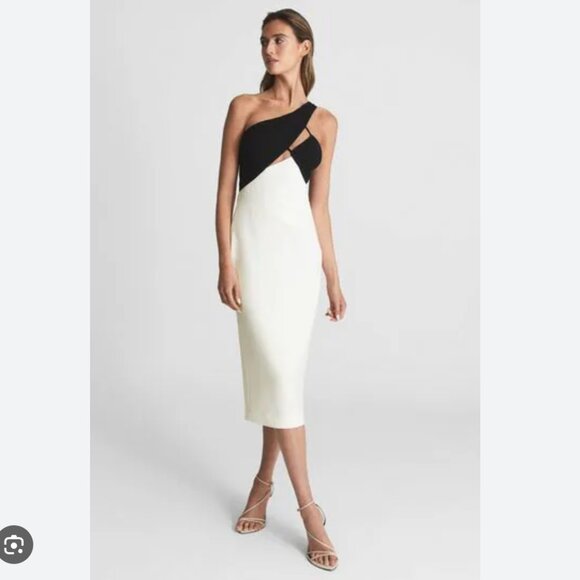 Reiss Dresses & Skirts - BNWT Reiss Elodie-Cut out Bodycon Dress - Black/White 2